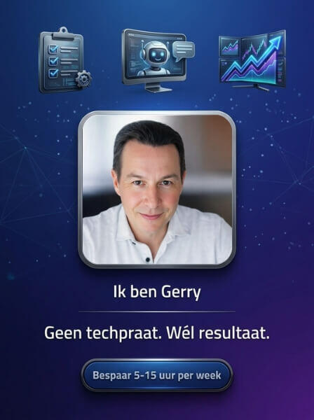 Gerry van DigiBuur met een weergave van een AI-systeem Gerry van DigiBuur kijkt nadenkend naar een AI-systeem voor lokale ondernemers