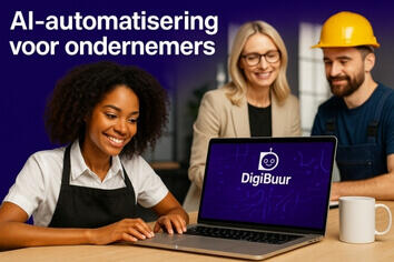 Lachende ondernemers prijzen samenwerking met DigiBuur's AI Automatisering aan